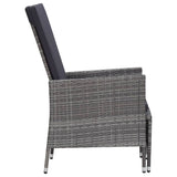 Chaise inclinable de jardin avec coussins Résine tressée Gris