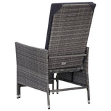 Chaise inclinable de jardin avec coussins Résine tressée Gris