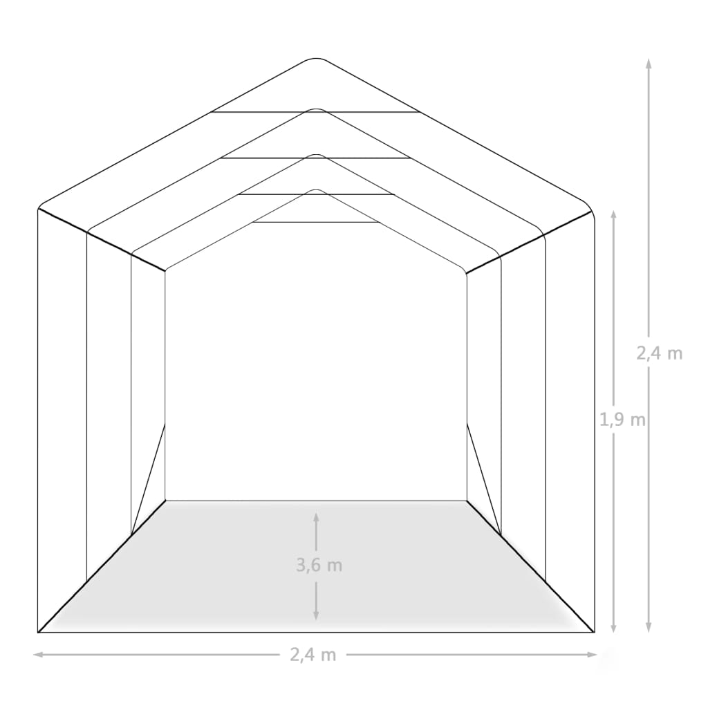 Tente de garage PVC 2,4x3,6 m Vert