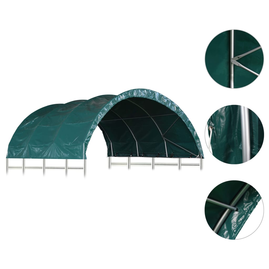 Viehzelt PVC 3,7x3,7 m Grün