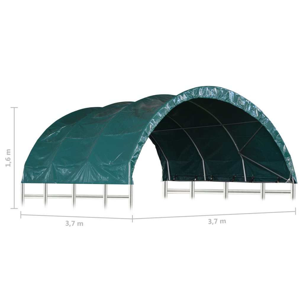 Viehzelt PVC 3,7x3,7 m Grün