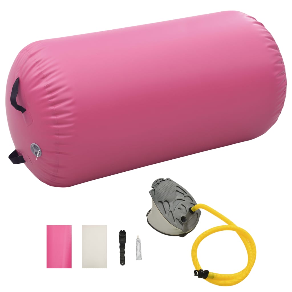 Aufblasbare Gymnastikrolle mit Pumpe 120x75 cm PVC Pink