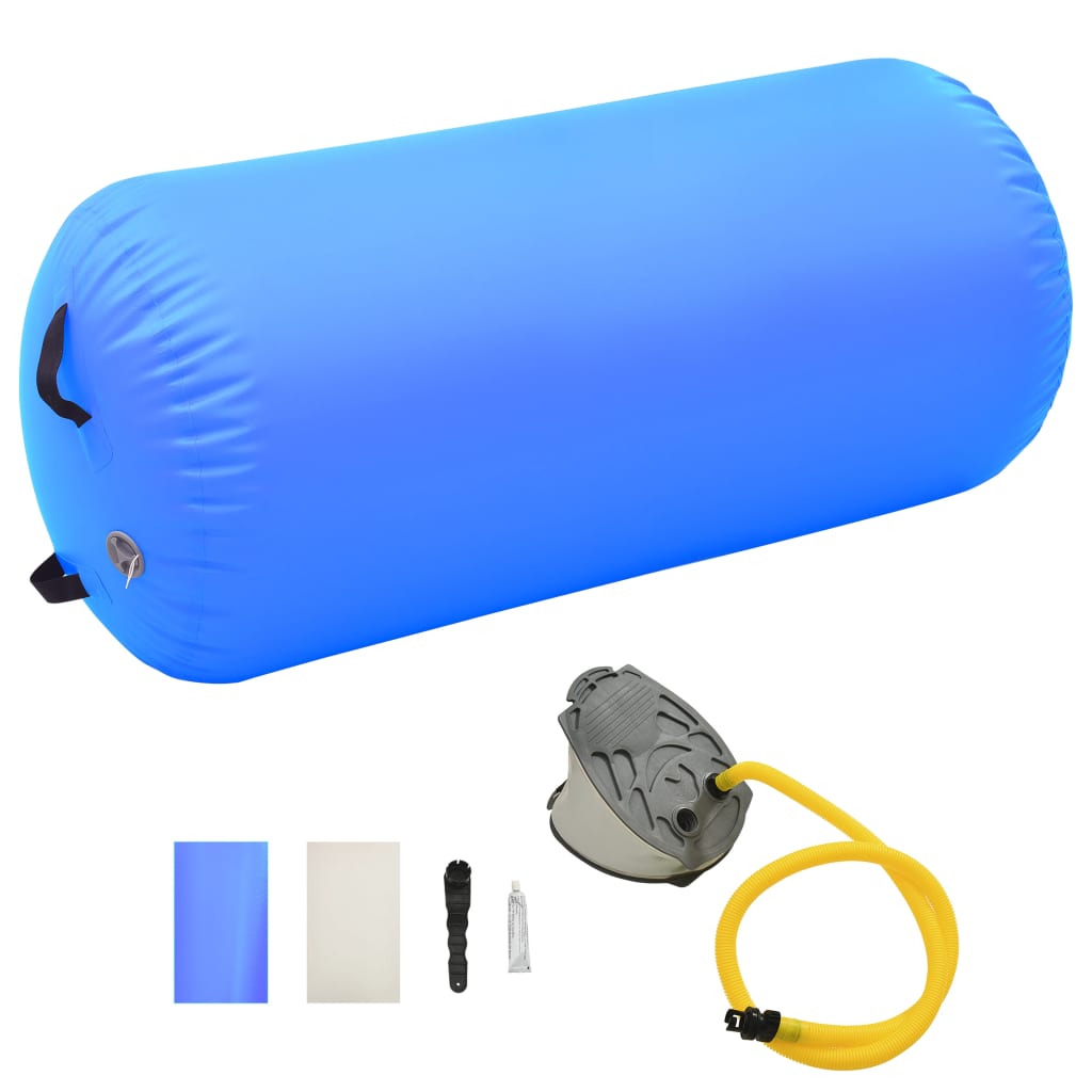 Aufblasbare Gymnastikrolle mit Pumpe 120x90 cm PVC Blau