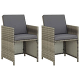 Garden chairs set of 2 with cushions Resin wicker Grey