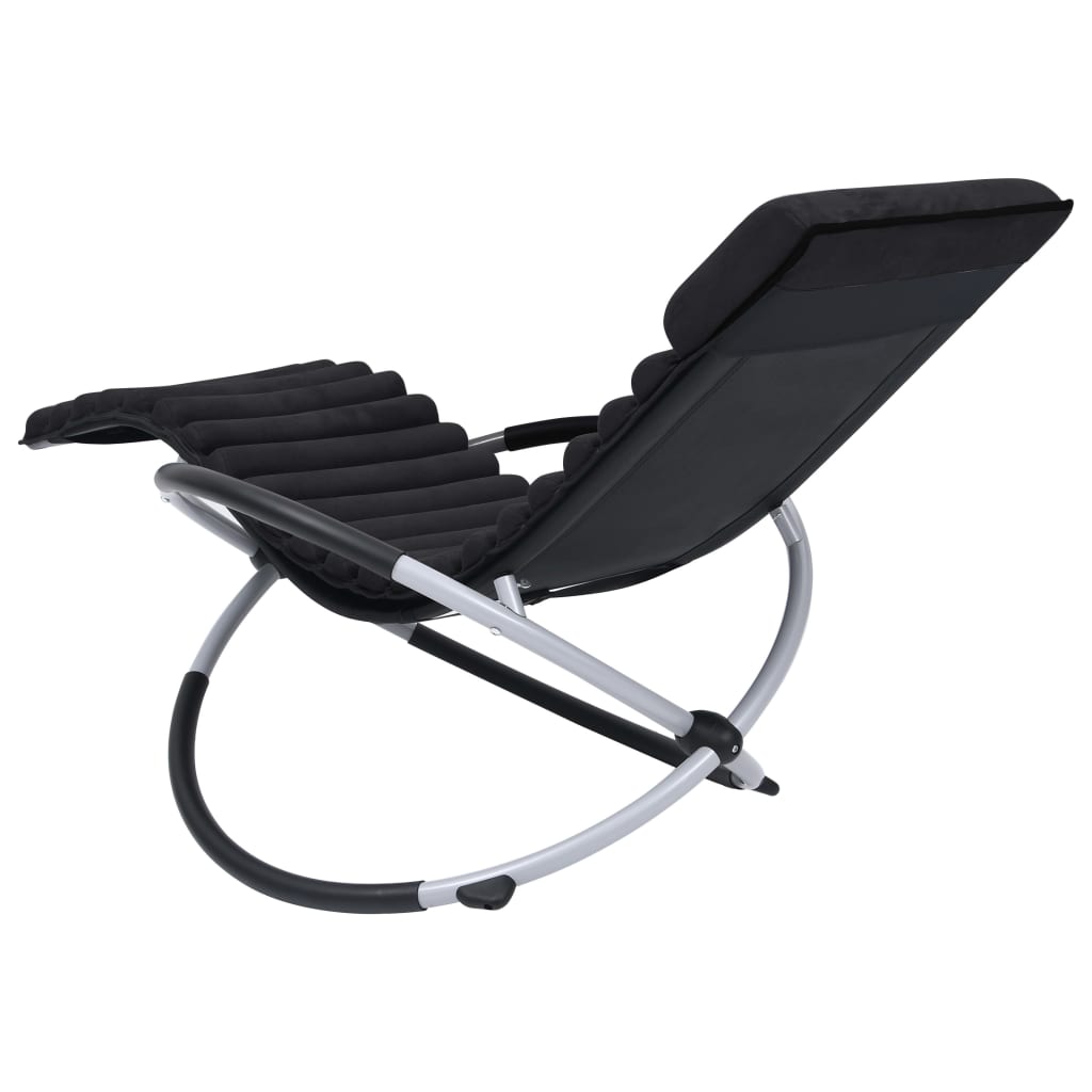 Outdoor chaise longue with cushion Black Steel