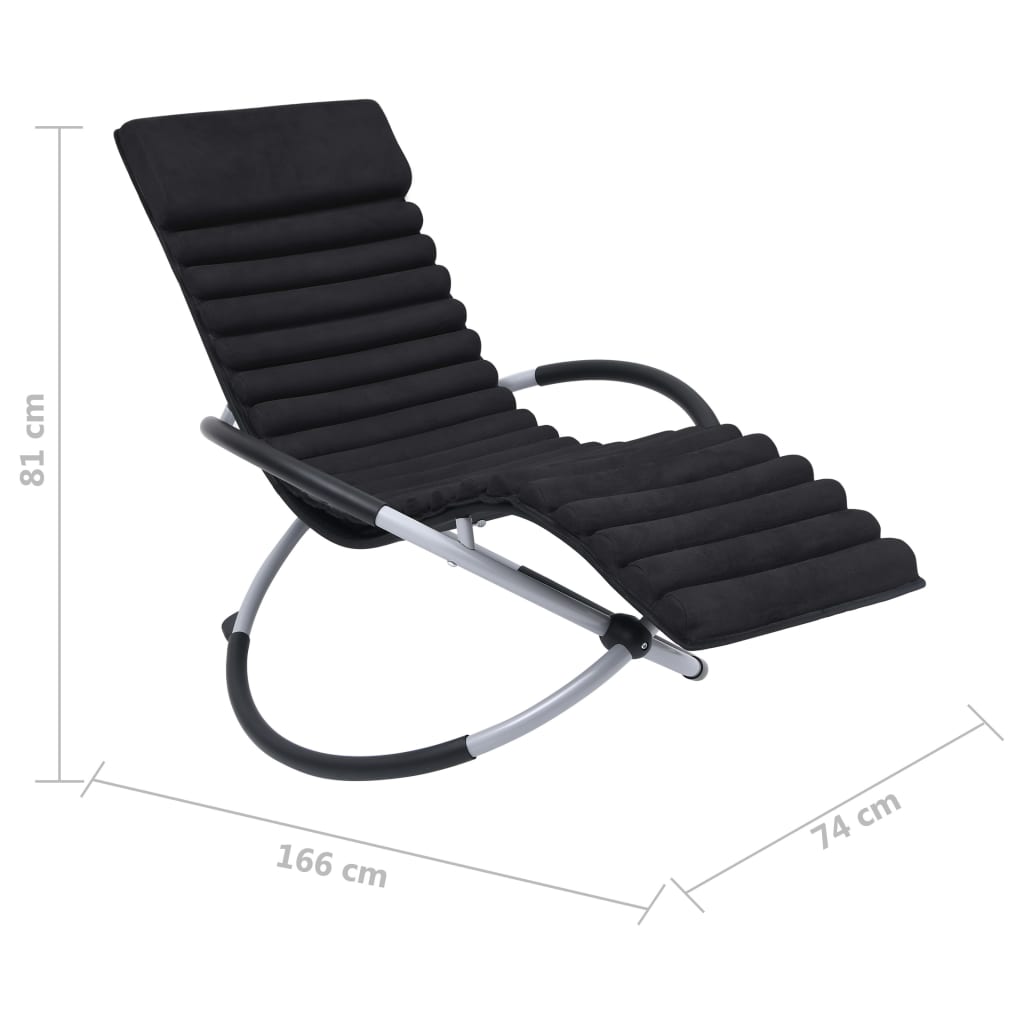 Outdoor chaise longue with cushion Black Steel