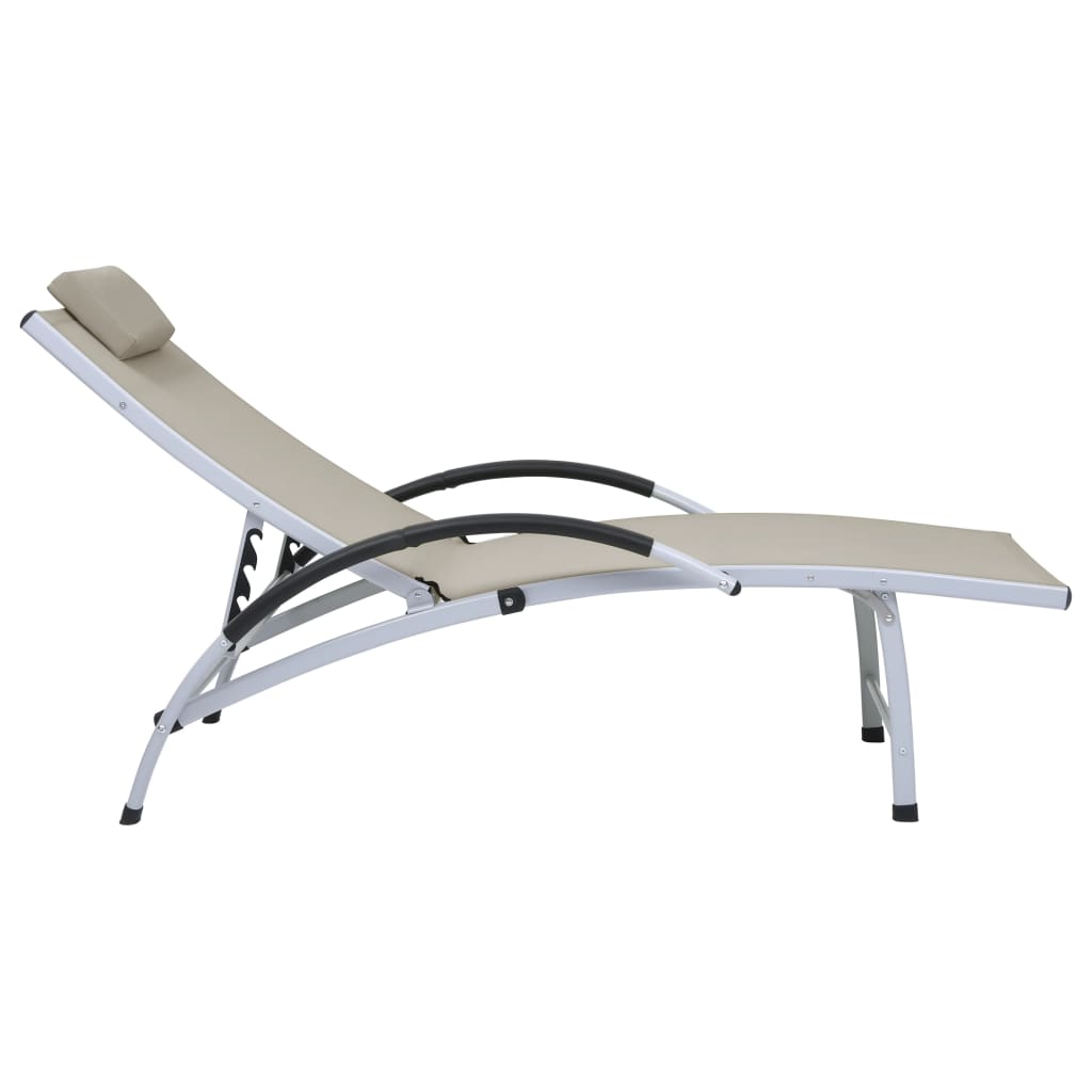 Chaise longue aluminium textilène crème