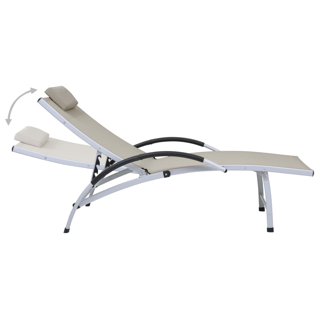 Chaise longue aluminium textilène crème