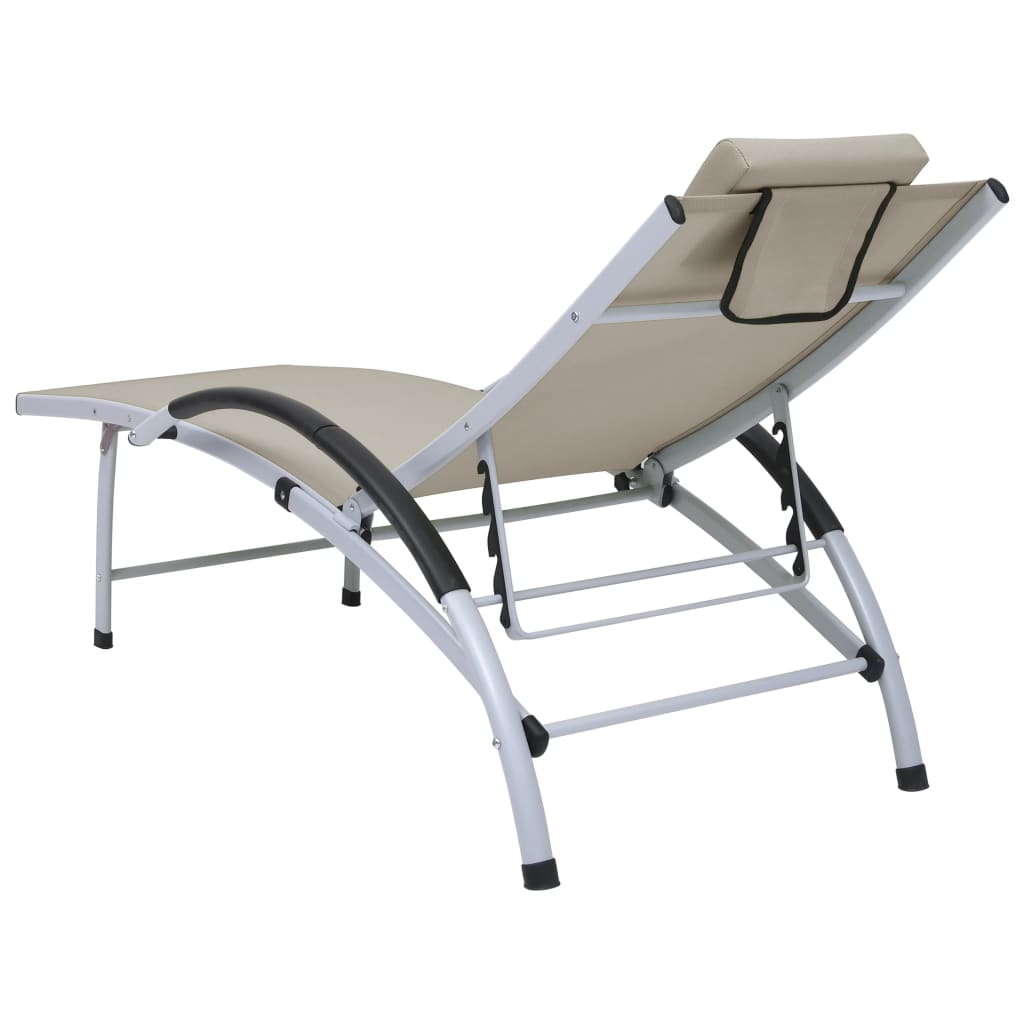 Chaise longue aluminium textilène crème