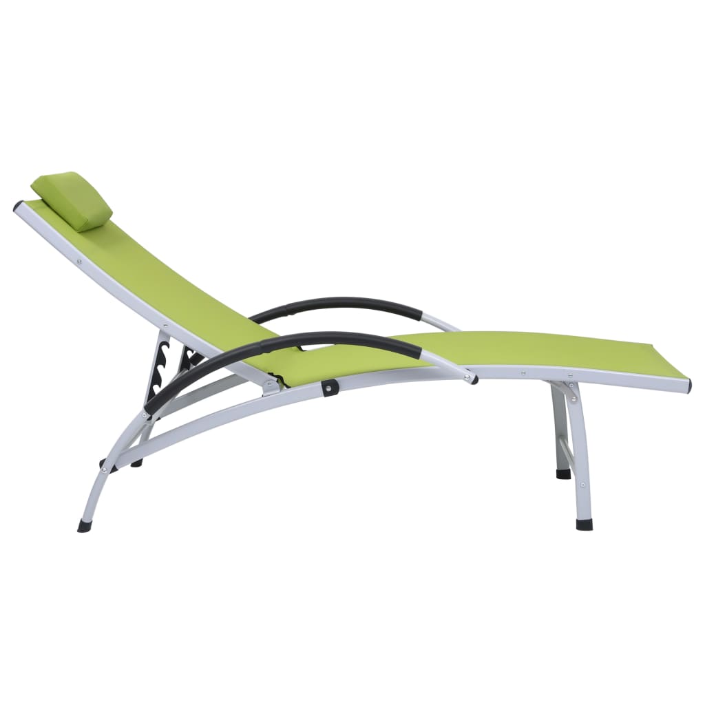 Chaise longue aluminium textilène vert