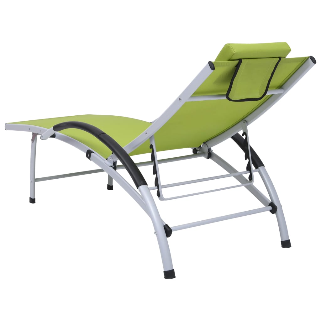 Chaise longue aluminium textilène vert