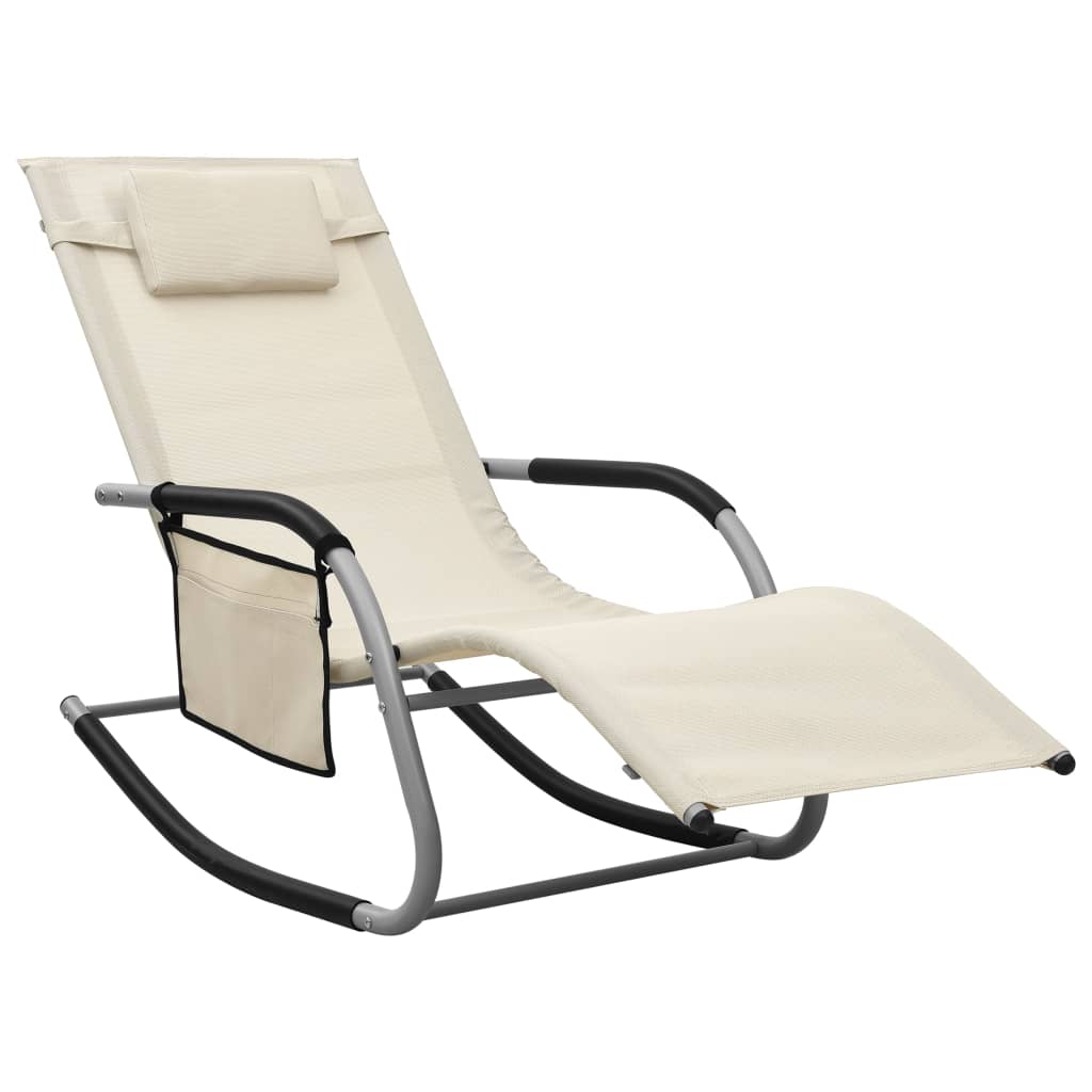 Cream and grey textilene chaise longue