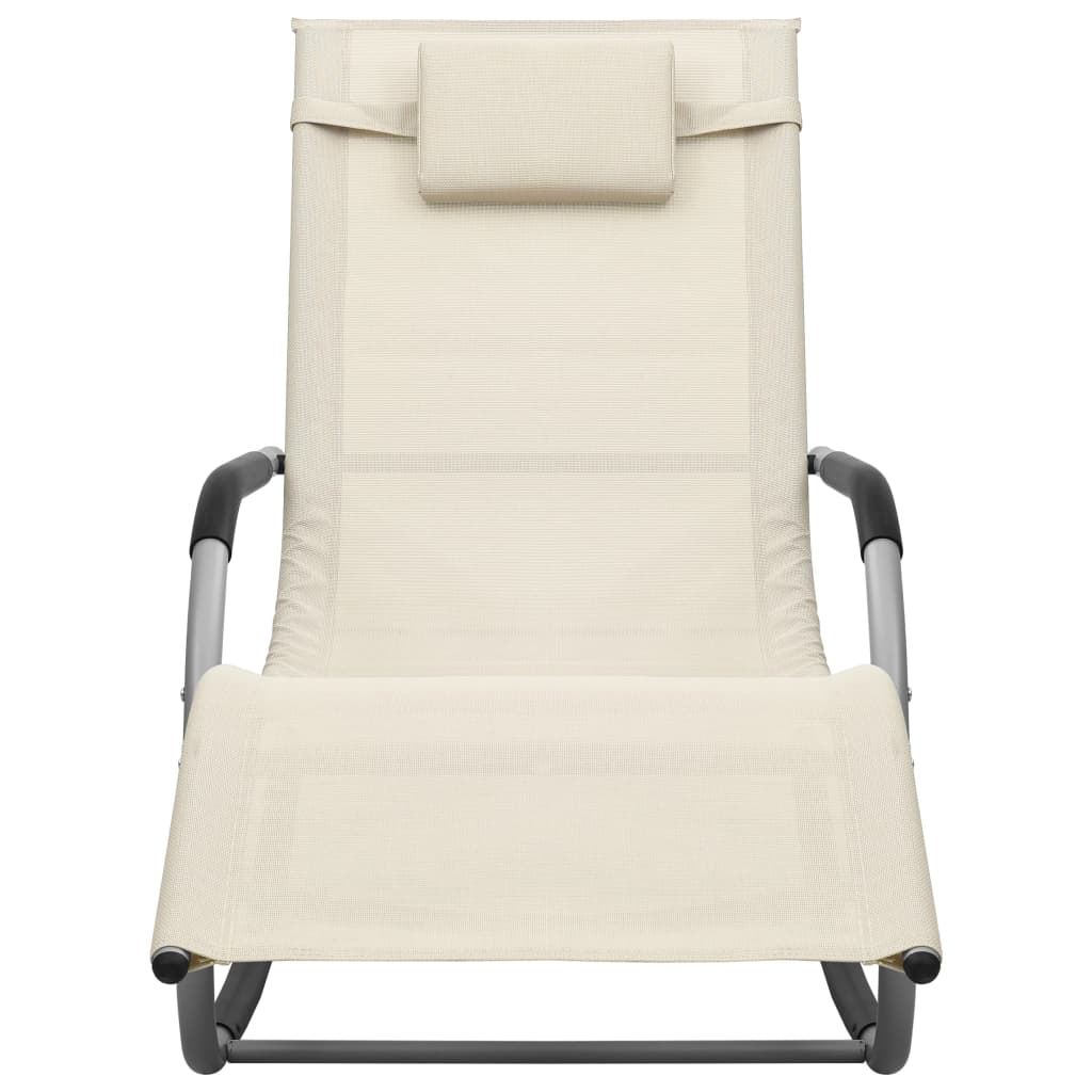 Cream and grey textilene chaise longue