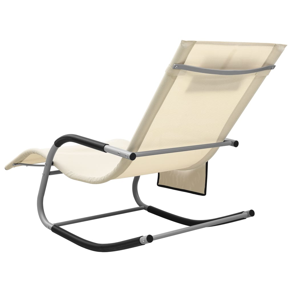 Cream and grey textilene chaise longue