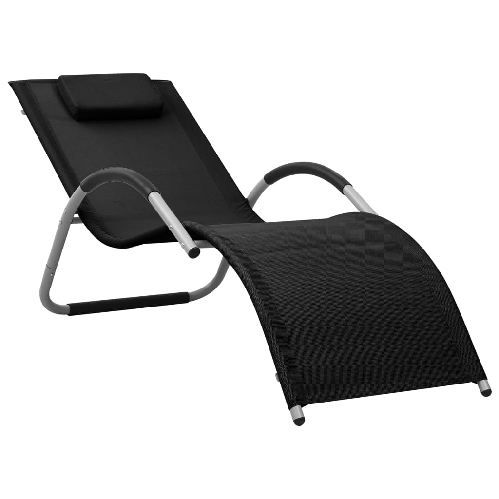 Black and grey textilene chaise longue