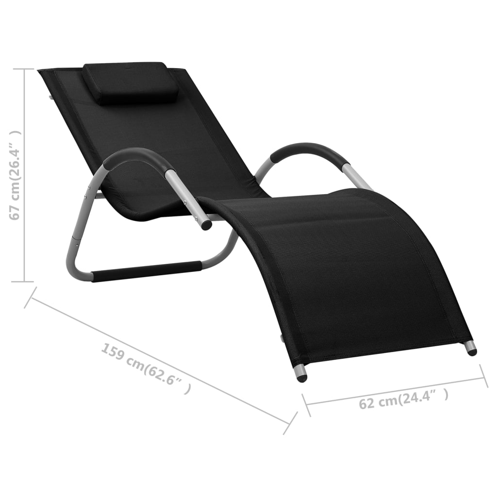 Black and grey textilene chaise longue