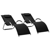 Textilene lounge chairs set of 2 black and gray