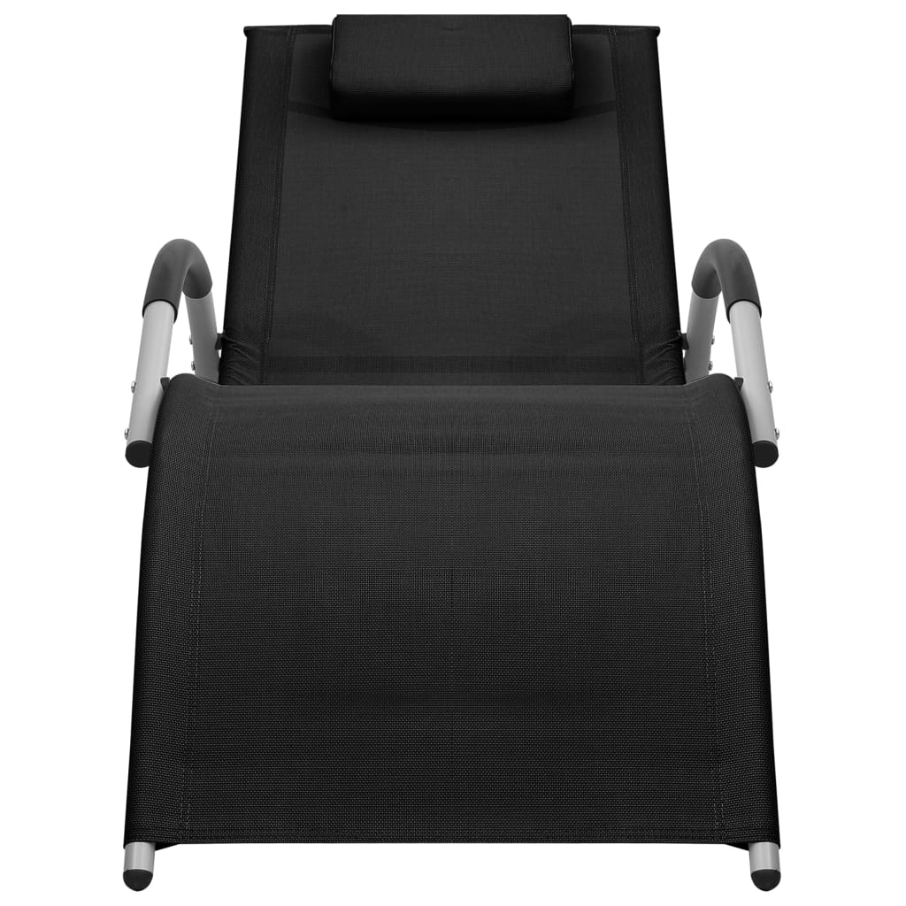 Textilene lounge chairs set of 2 black and gray