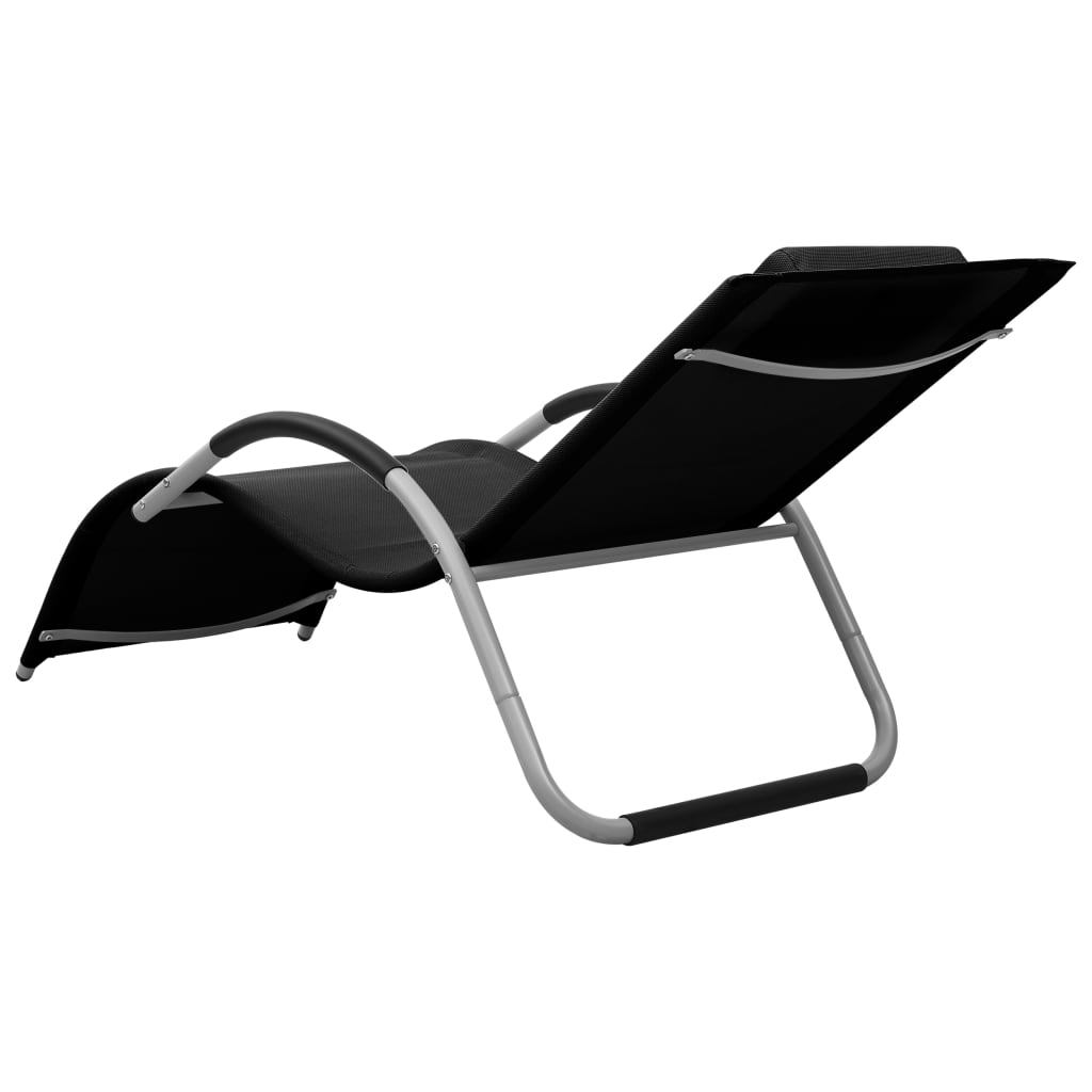 Textilene lounge chairs set of 2 black and gray