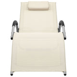 Chaises longues textilène lot de 2 crème et gris