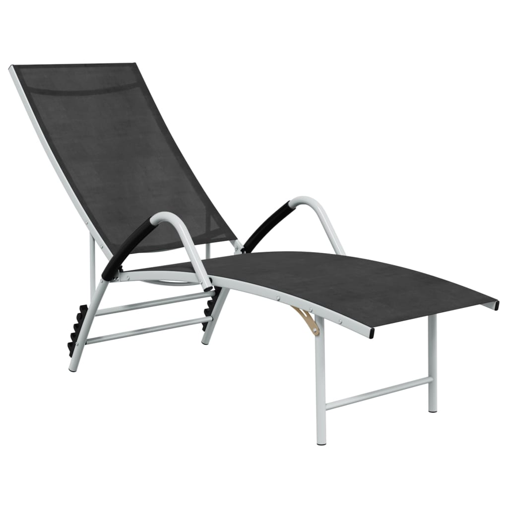 Chaise longue Textilène et aluminium Noir