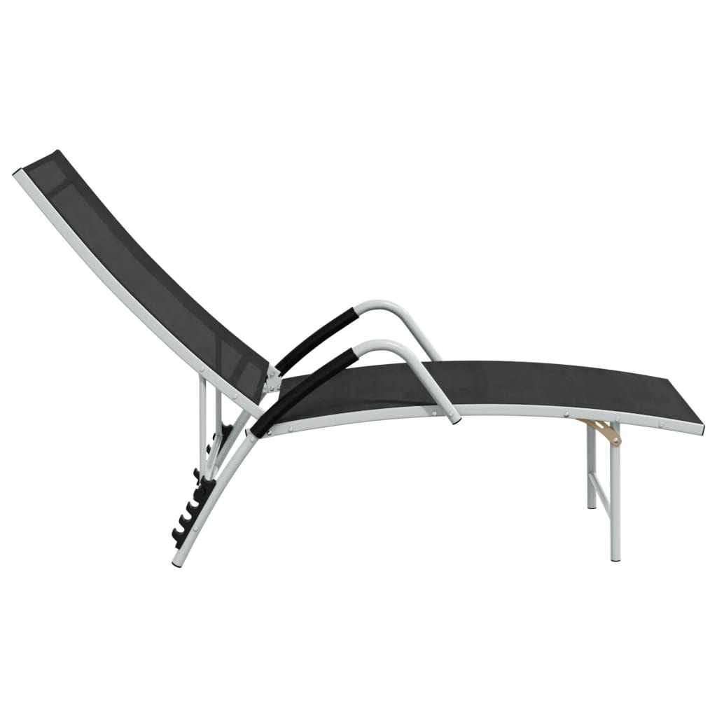 Chaise longue Textilène et aluminium Noir