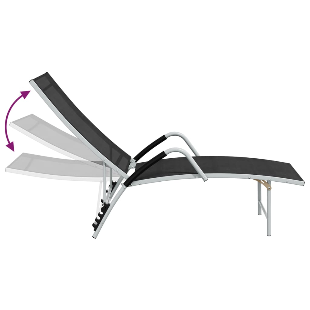 Chaise longue Textilène et aluminium Noir