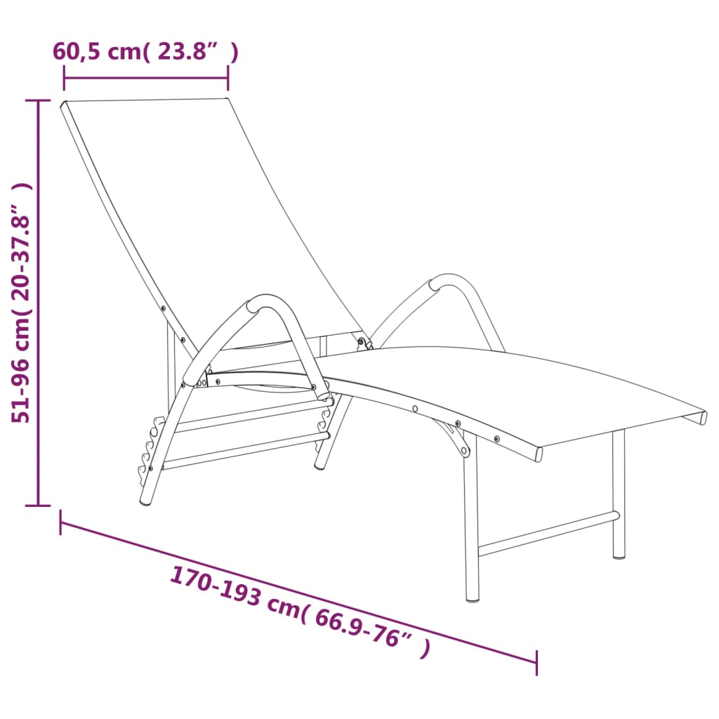 Chaise longue Textilène et aluminium Crème