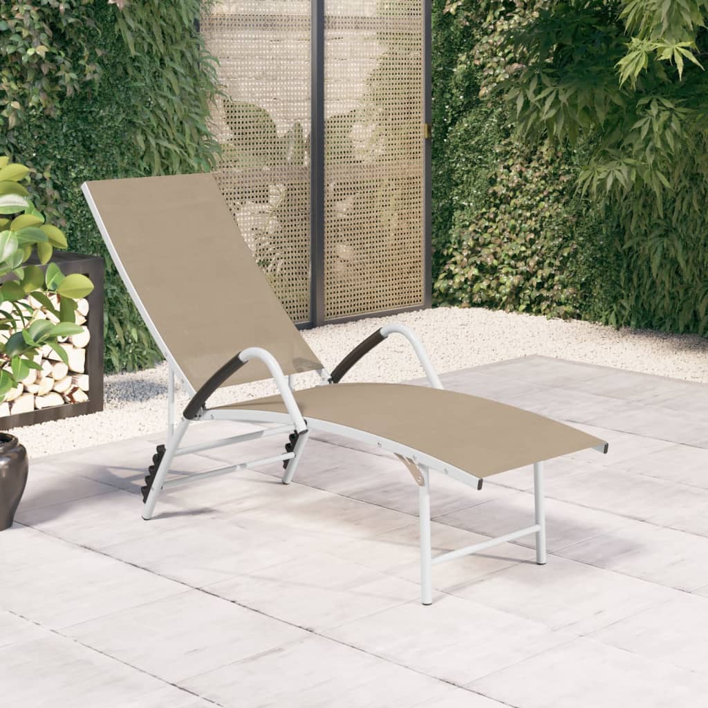 Chaise longue Textilène et aluminium Crème