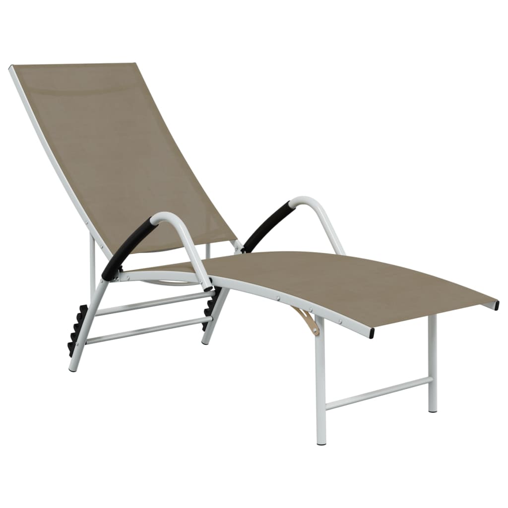 Taupe Textilene and Aluminum Chaise Longue