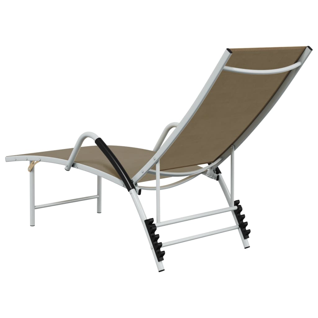 Taupe Textilene and Aluminum Chaise Longue