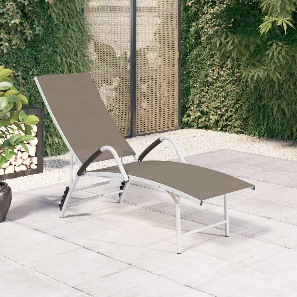 Taupe Textilene and Aluminum Chaise Longue