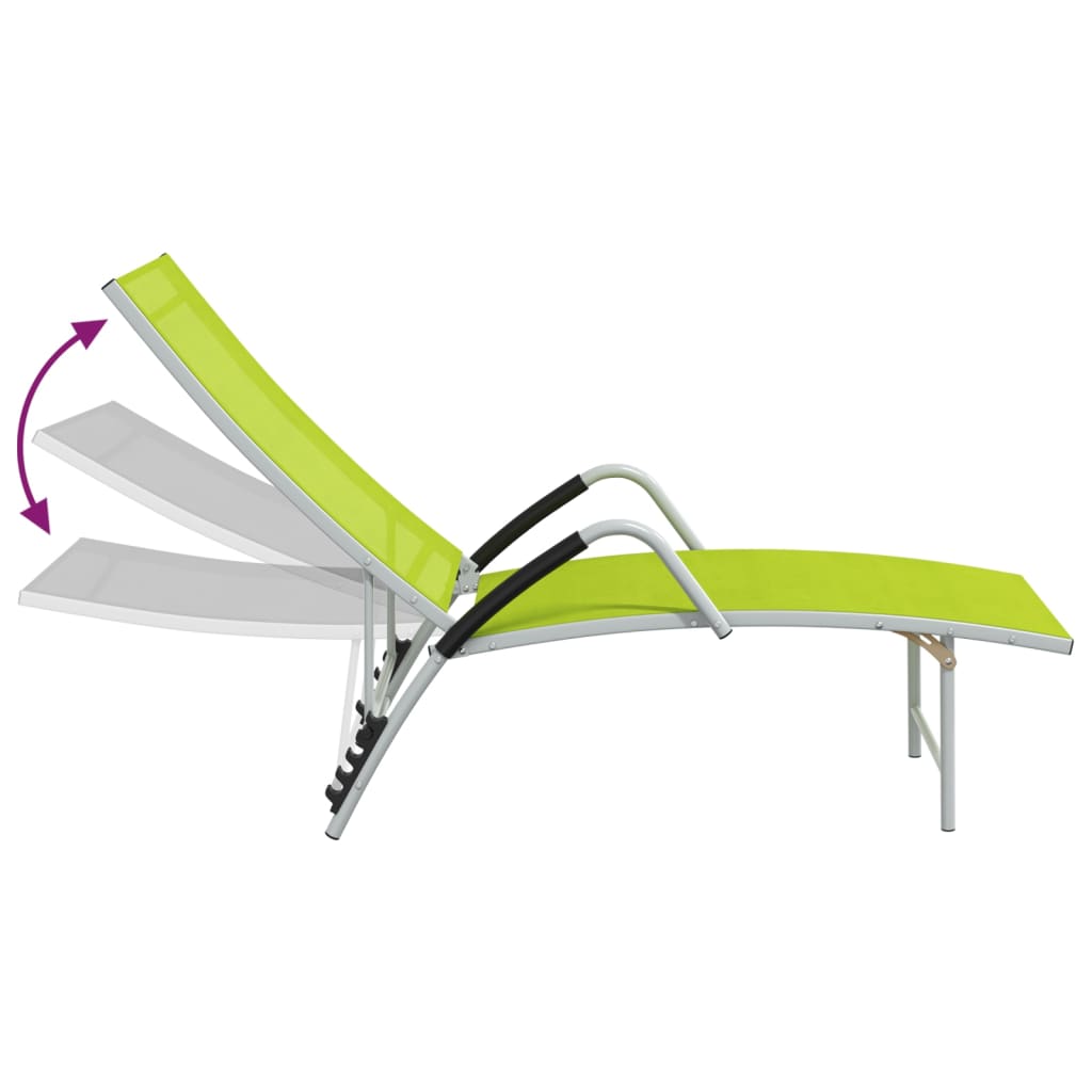 Chaise longue Textilène et aluminium Vert