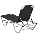 Aluminum and black textilene chaise longue