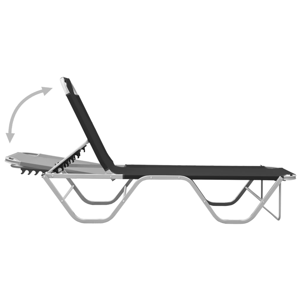 Chaise longue aluminium et textilène noir