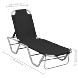 Aluminum and black textilene chaise longue