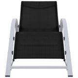 Set of 2 deck chairs with black aluminum table