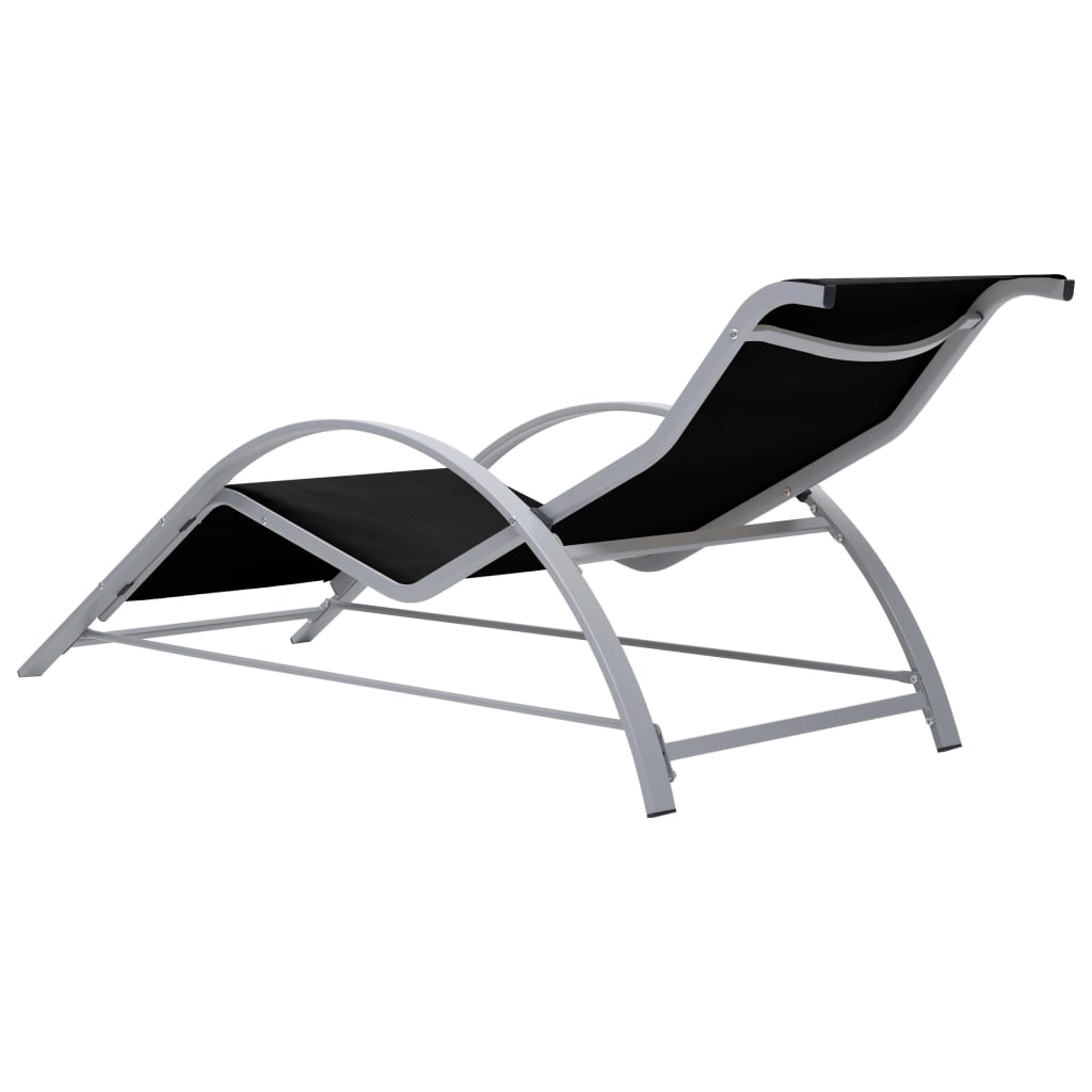 Set of 2 deck chairs with black aluminum table