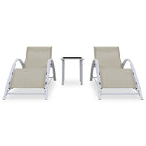 Set of 2 sun loungers with table Aluminum Cream