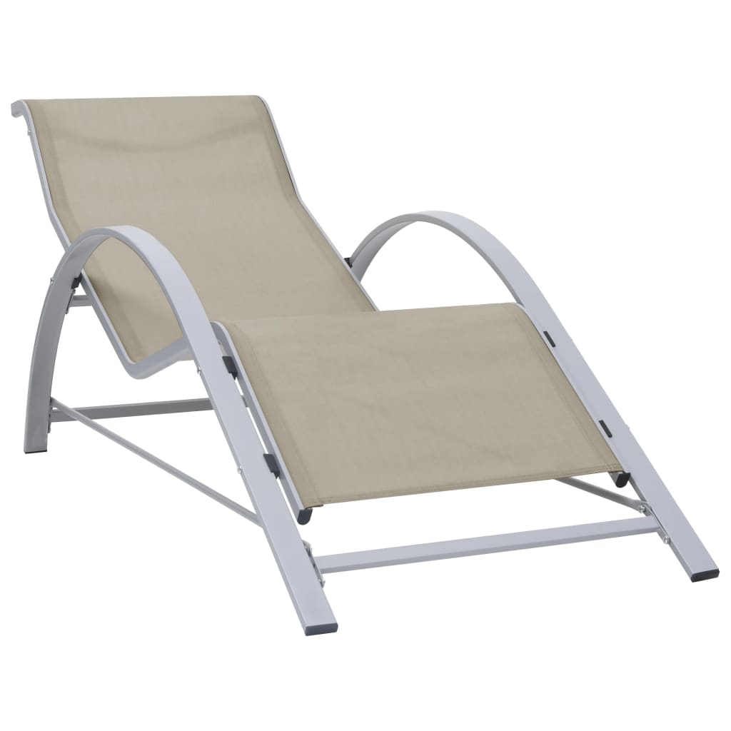 Set of 2 sun loungers with table Aluminum Cream