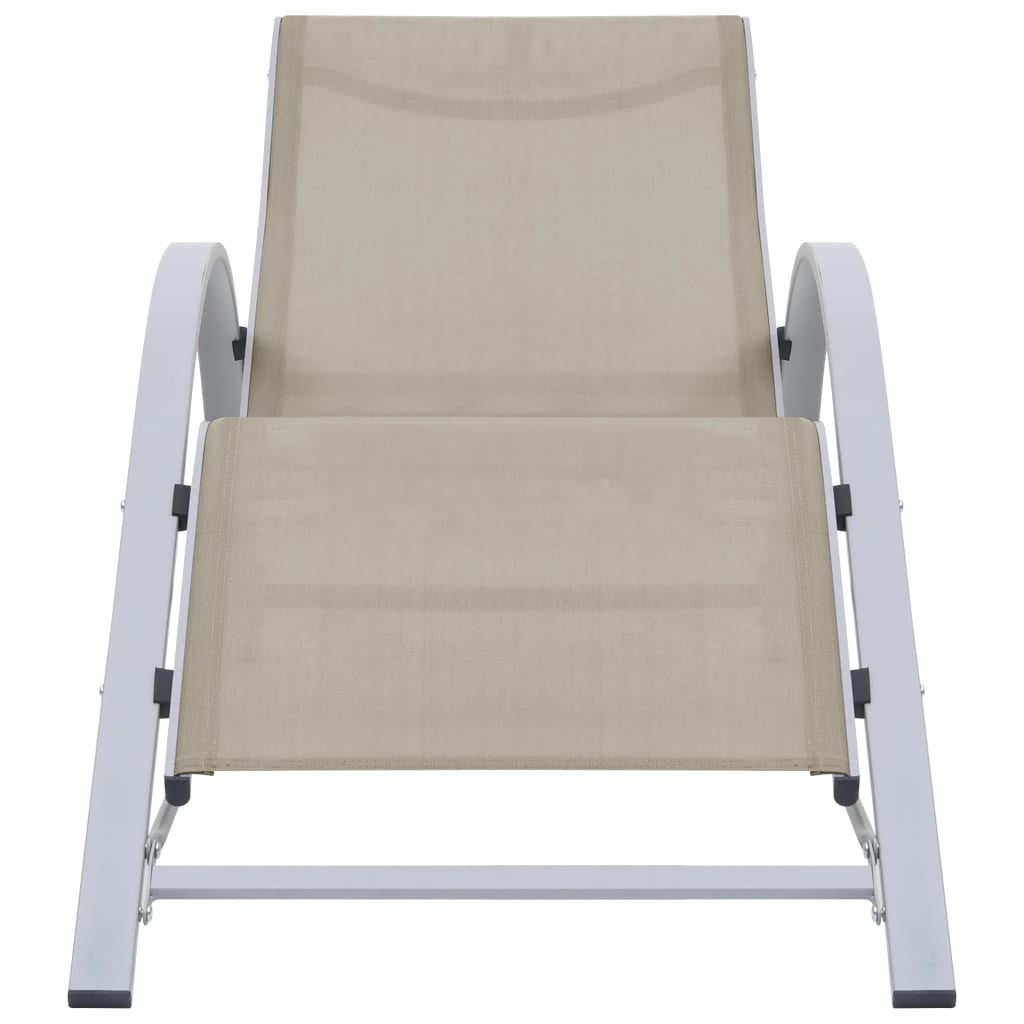 Set of 2 sun loungers with table Aluminum Cream