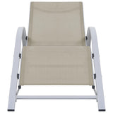 Set of 2 sun loungers with table Aluminum Cream