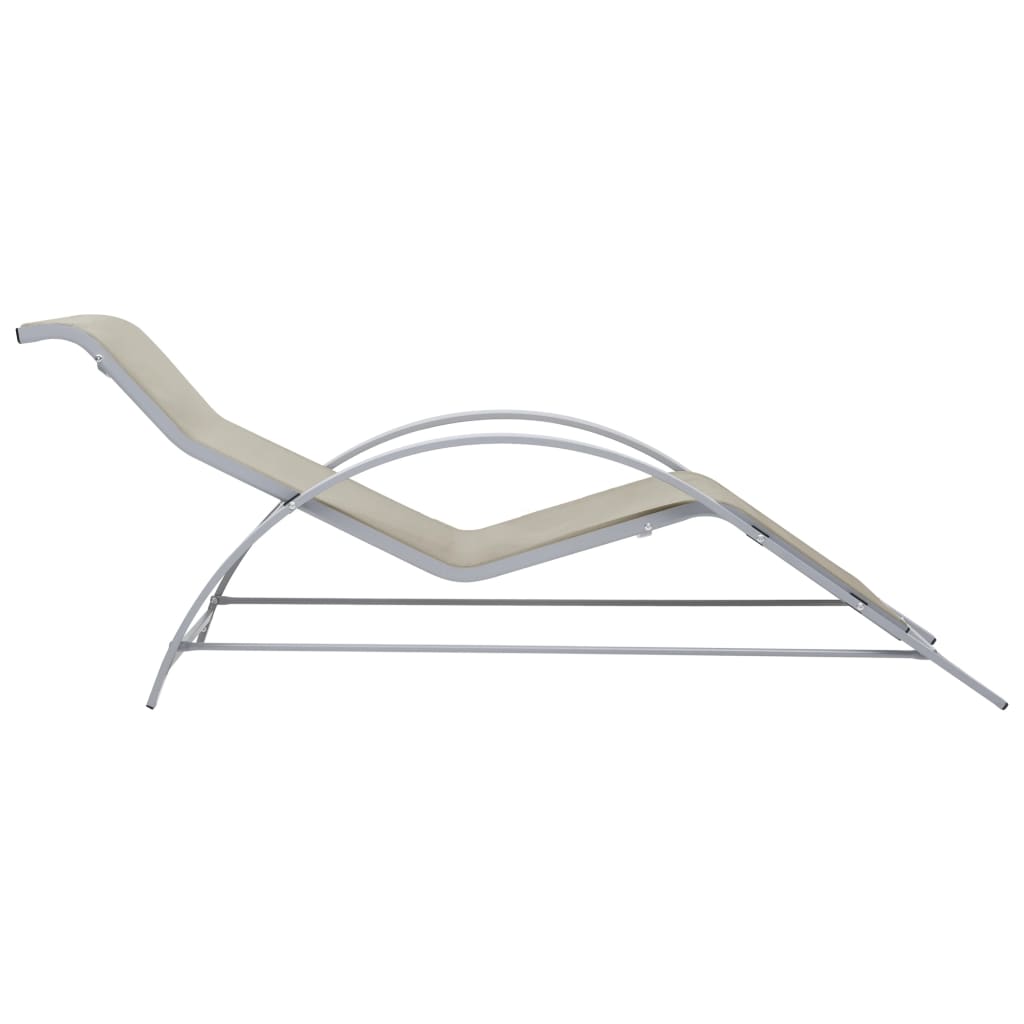 Set of 2 sun loungers with table Aluminum Cream