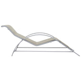 Chaises longues lot de 2 avec table Aluminium Crème