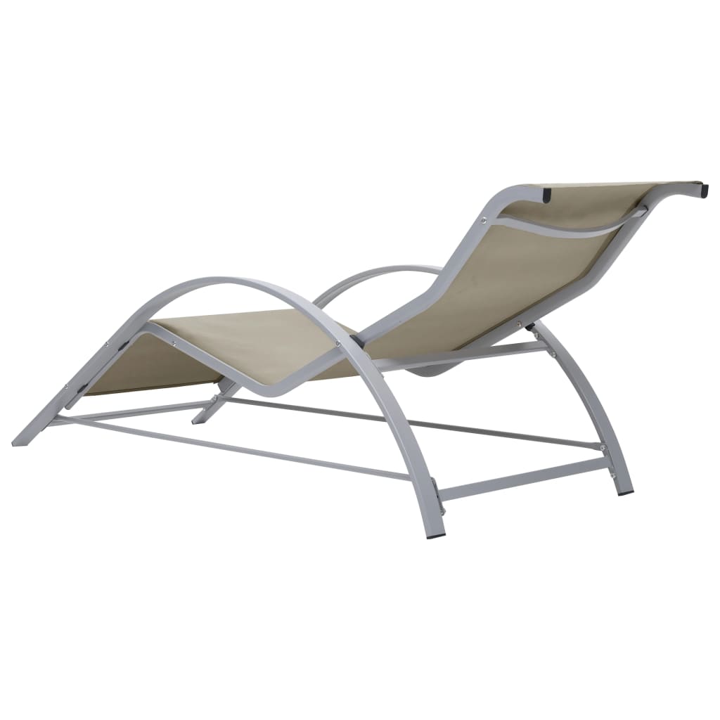 Set of 2 sun loungers with table Aluminum Cream