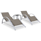 Chaises longues lot de 2 avec table Aluminium Taupe