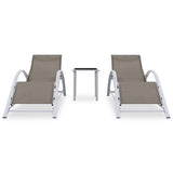 Chaises longues lot de 2 avec table Aluminium Taupe