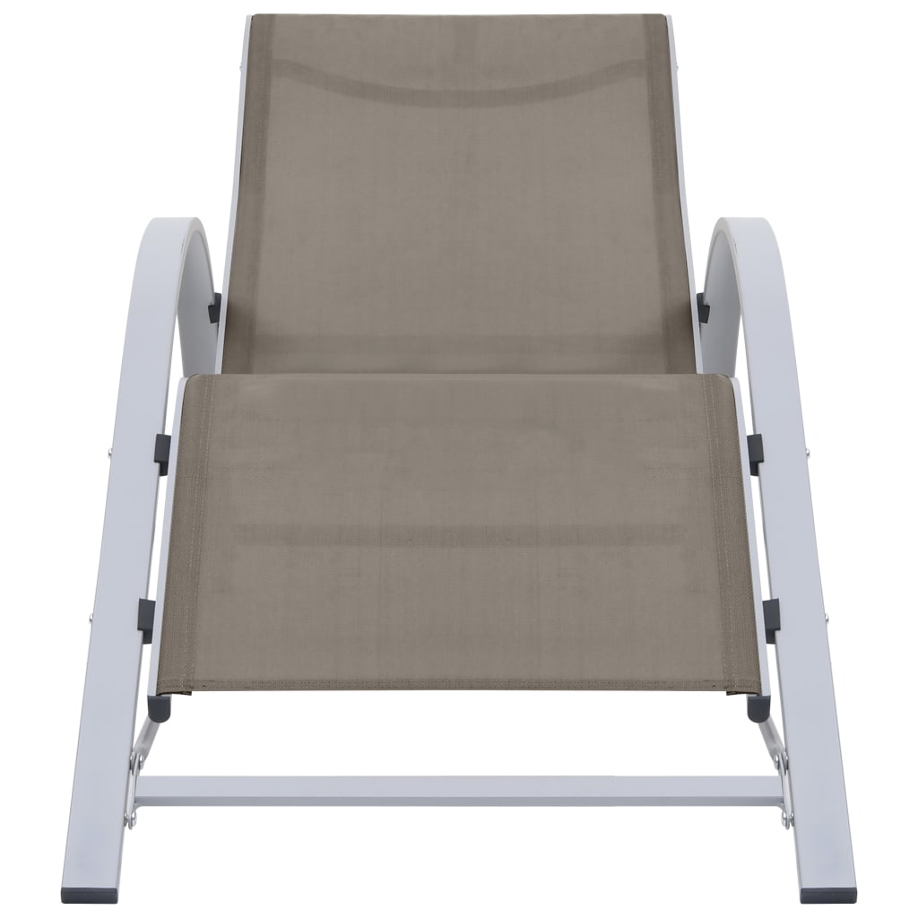 Chaises longues lot de 2 avec table Aluminium Taupe