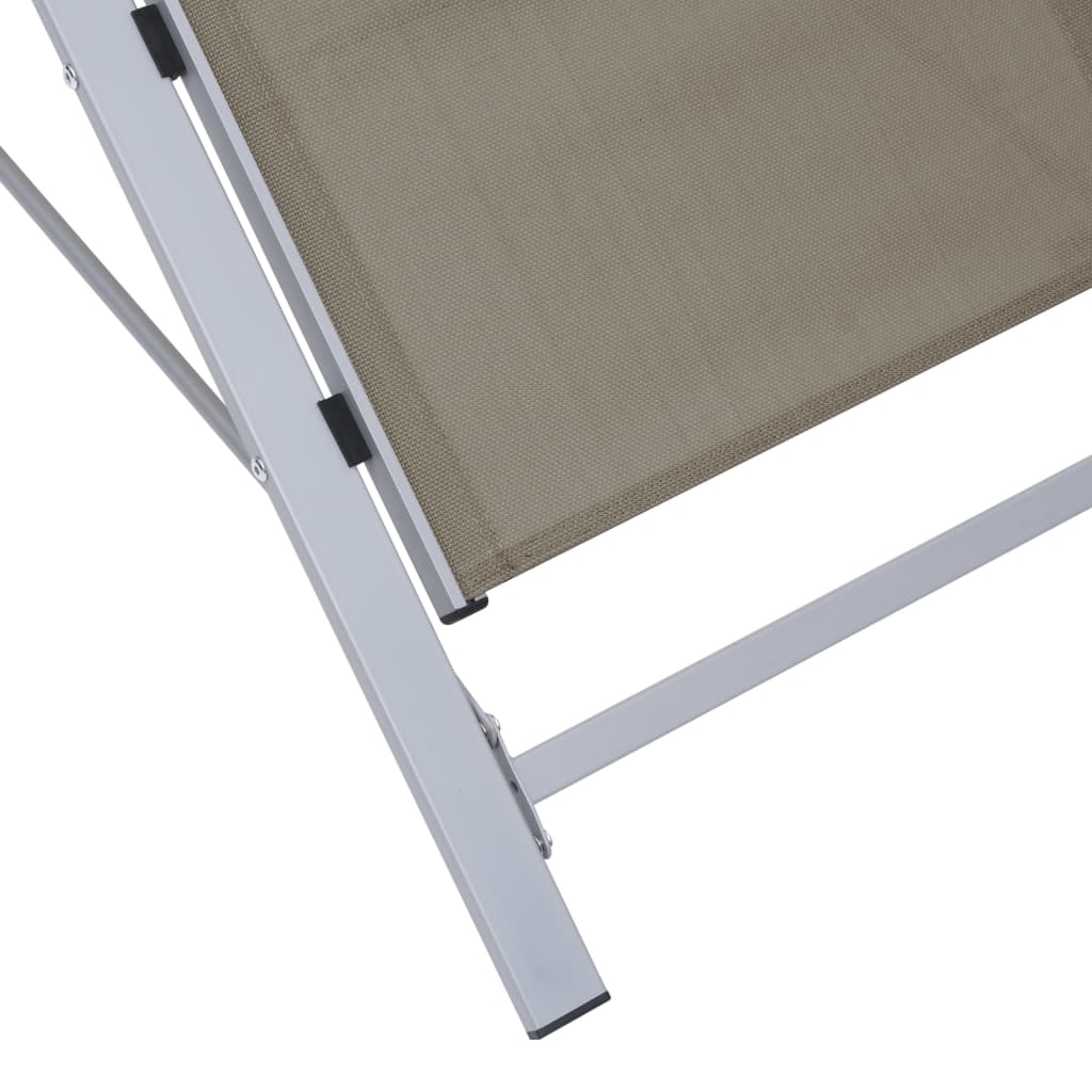 Chaises longues lot de 2 avec table Aluminium Taupe