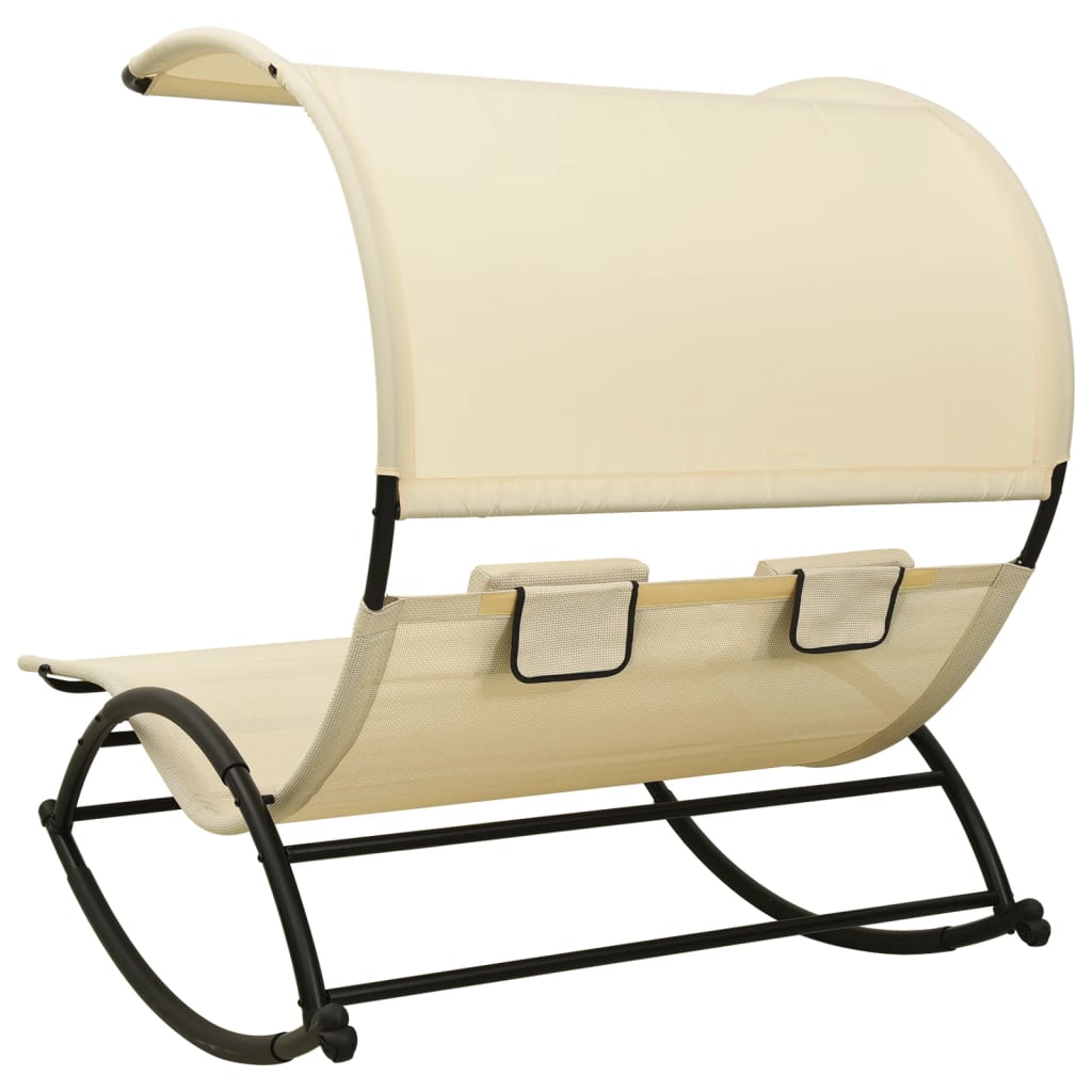 Double chaise longue with Textilene Cream canopy